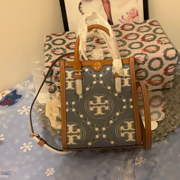 Tori Burch T Monogram Denim Mini Tote - Picture 7 of 16